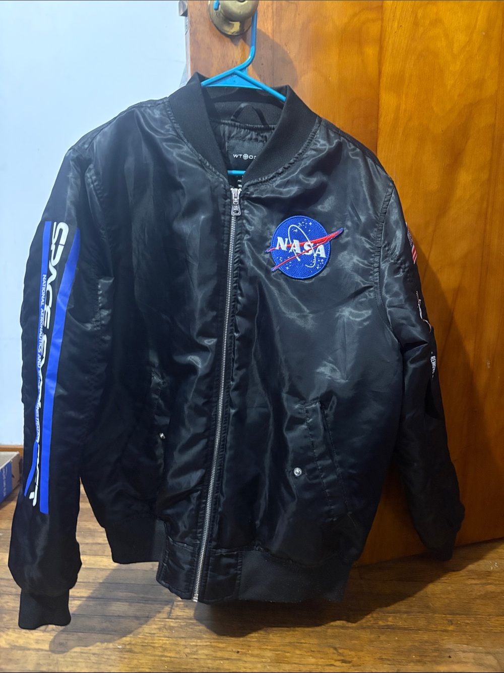 NASA Black Bomber Jacket - Men’s Lightweight Flight Jacket
